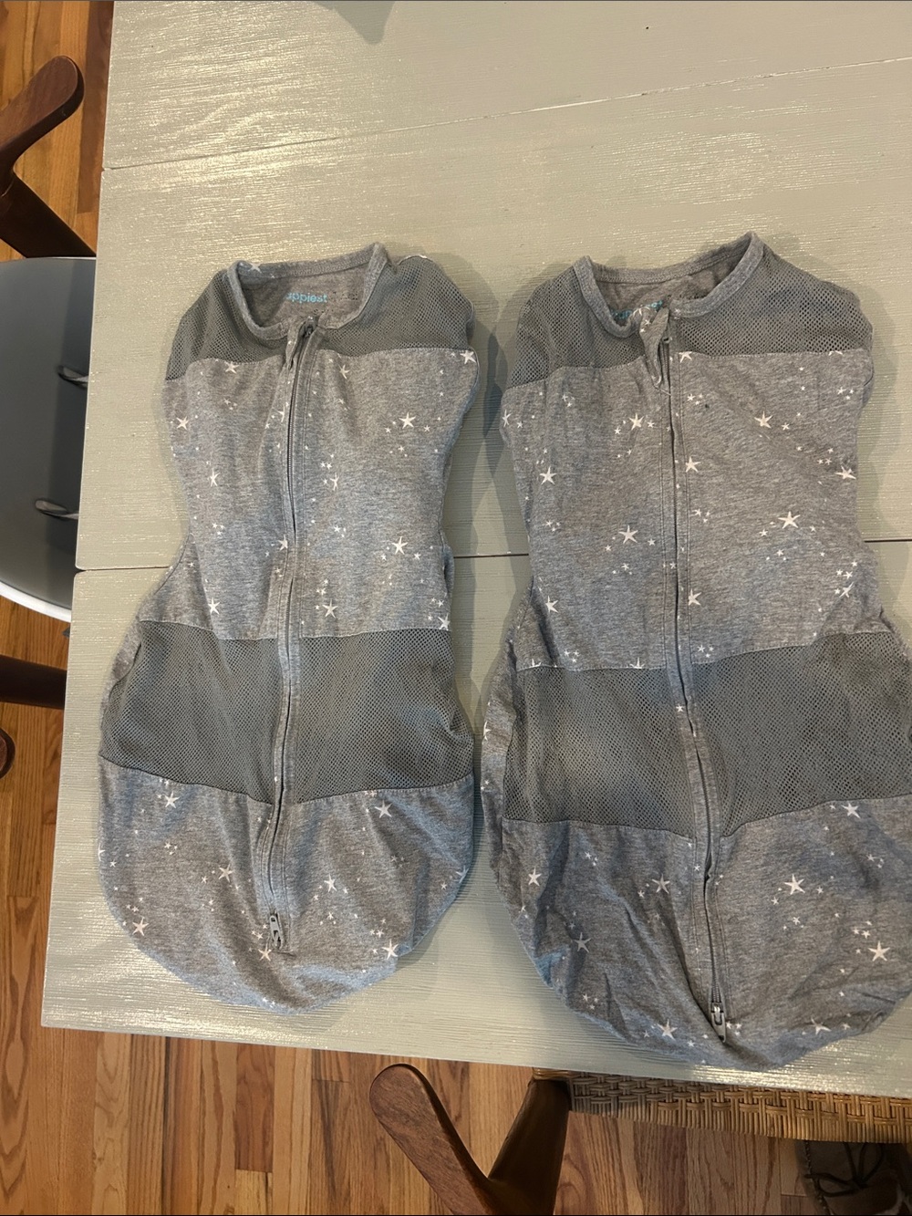 Gray Star-Print Baby Swaddle Sleep Sack Set Size Small (Happiest Baby)